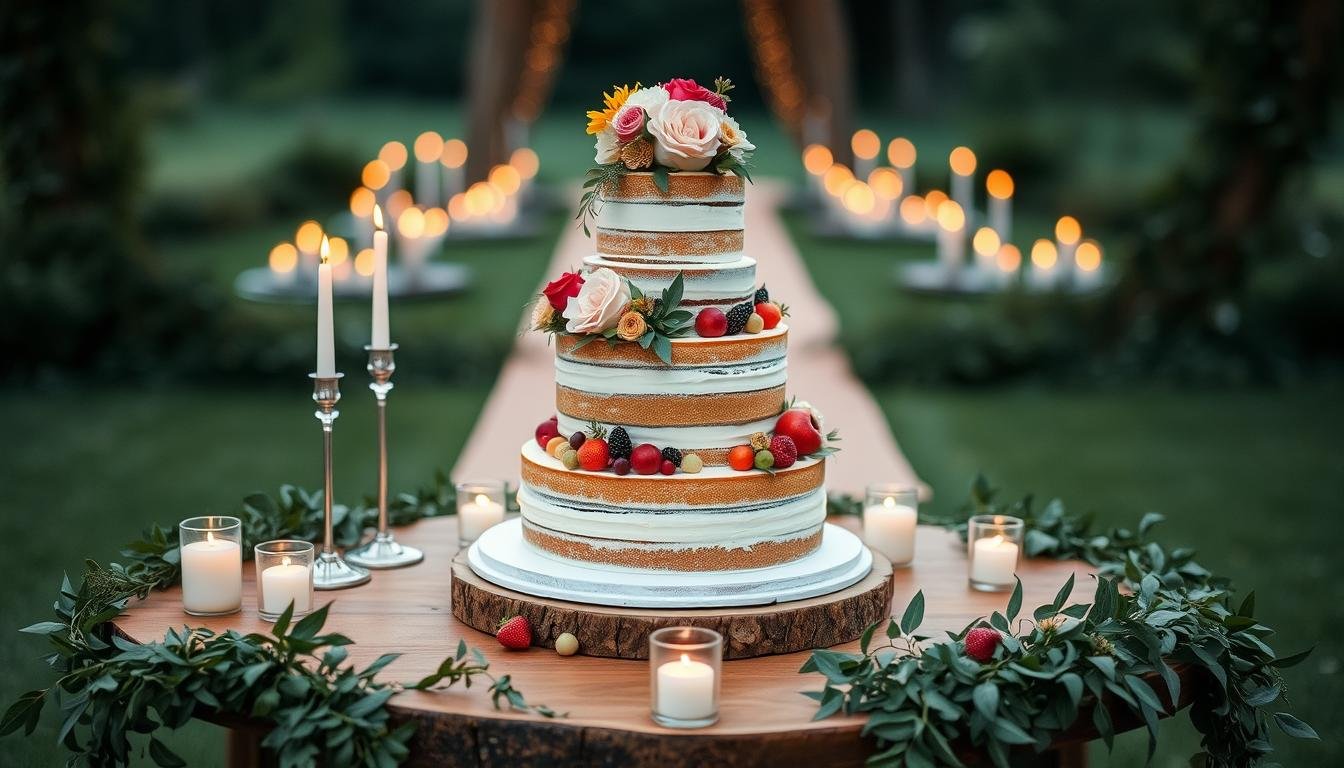 naked wedding cake